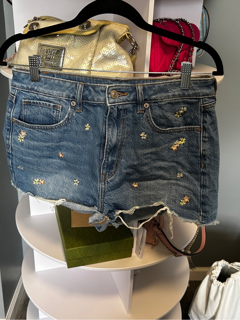 American Eagle Embroidered Jean Shorts